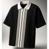 Black Zipper Striped Polo Shirt